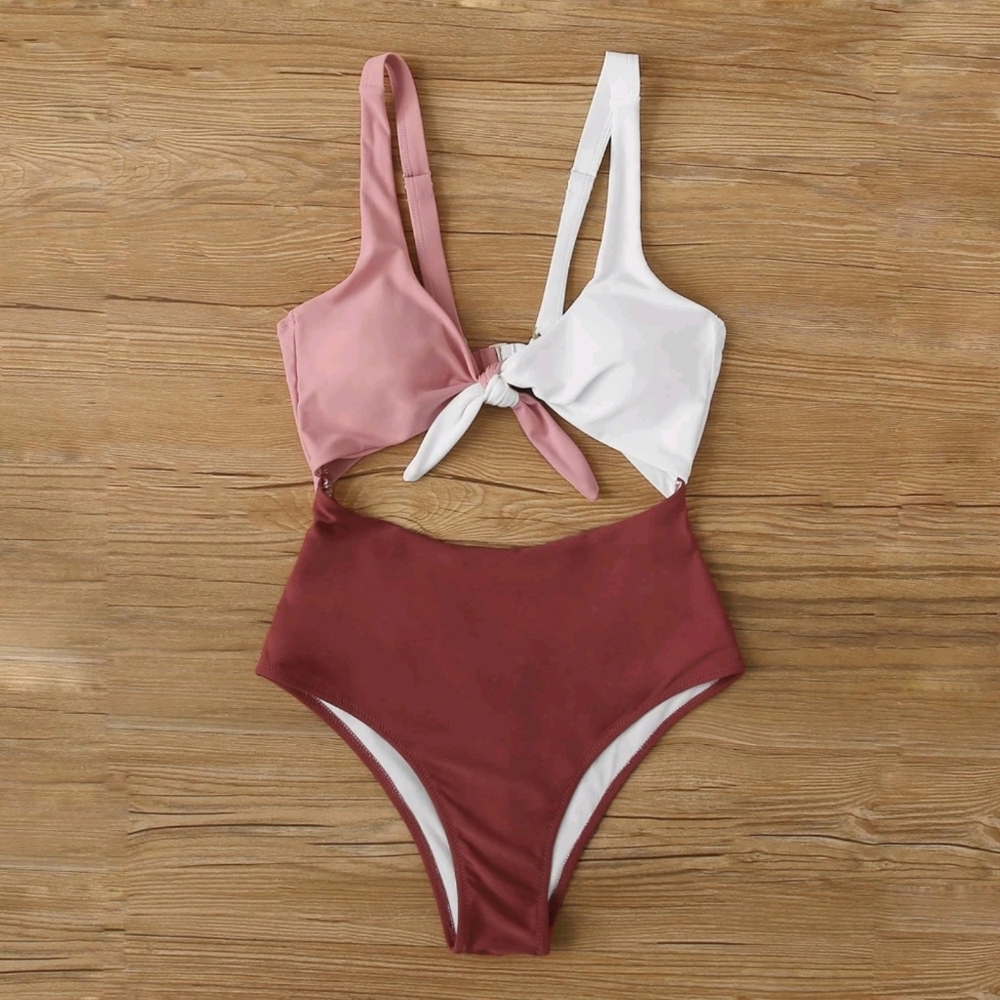 Shein Colorblock Tie front swimsuit
